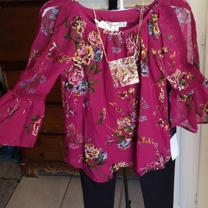 Girl's Floral open shoulder top